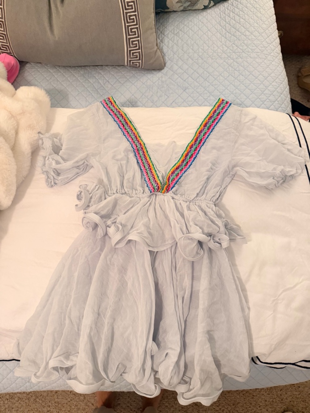 Pitusa White Swim Coverup with Rainbow Trim